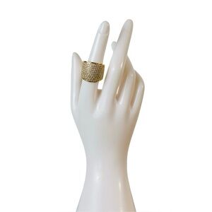 Gold-Tone Wide Band Pave Ring – Size 6